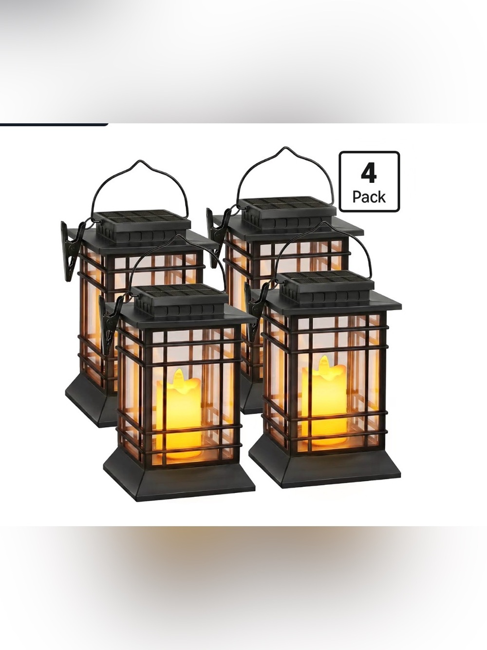 4-Pack Solar Lanterns Outdoor Lights, Hanging Solar Lights for Outside, IP65 Wat